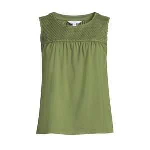 TIME and TRU Womens Sleeveless Smock Top Size Medium 8-10 Green Chili New